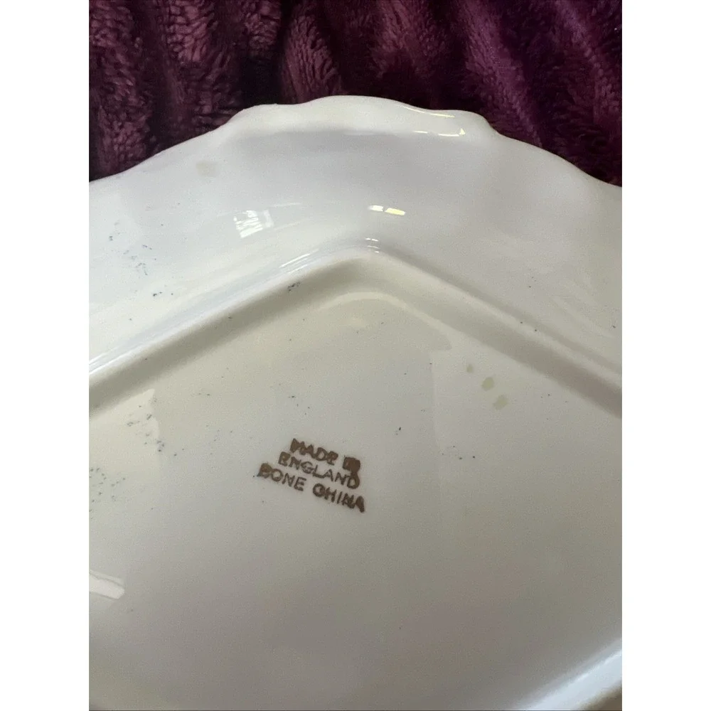 England Bone China Trinket/Serving Dish Flowers And Gold